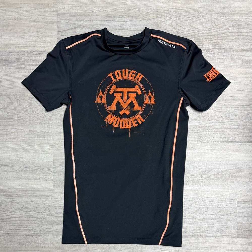 Merrell Black and Orange Tough Mudder Compression Tee